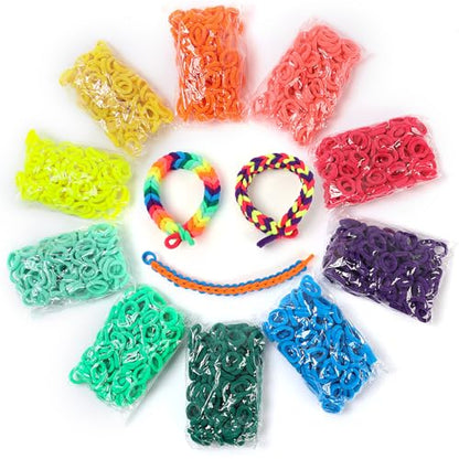 IQBOX 1000 PCS Fabric Loom Bands Refill Pack for Bracelet Making Kit - color: rainbow rubber band bracelet kit