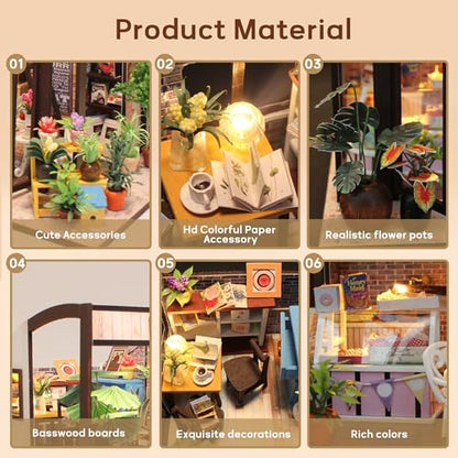 Flever Dollhouse Miniature DIY House Kit Creative Room with Furniture for Romantic Valentine's Gift(Time of Coffee) - color: Time of Coffee