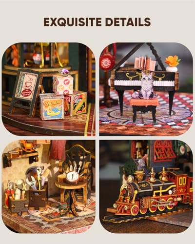 DIY Miniature House Kit Dollhouse Kit for Adults to Build Mini Magic House - color: Rail-track Secluded City