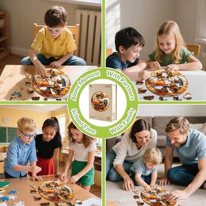Fall Wooden Puzzles for Kids Ages 6-8 - Squirrel Harvest - color: Squirrel's Harvest