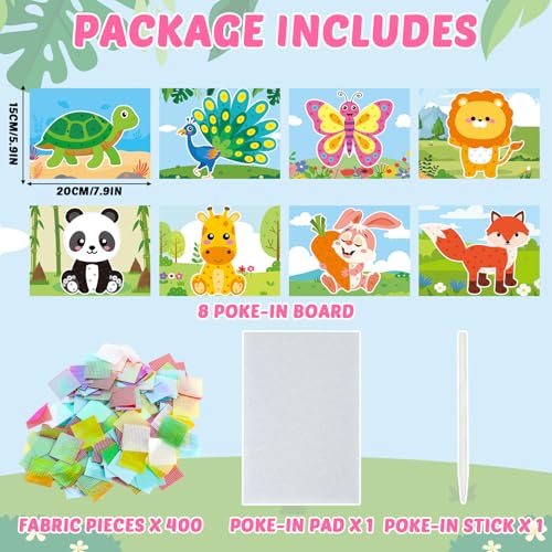 Lonfliness 8 Pcs Animal Poke in Craft Kits for Kids Mess Free DIY Art - style: Animals