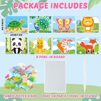 Lonfliness 8 Pcs Animal Poke in Craft Kits for Kids Mess Free DIY Art - style: Animals