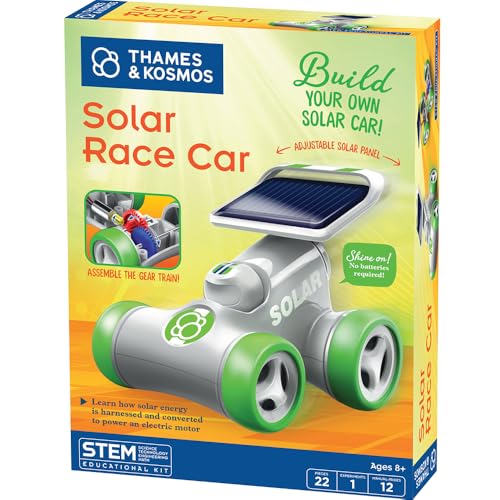 Thames & Kosmos Solar Race Car STEM Experiment Kit | Build a Solar-Powered Race Car | No Batteries Required | Learn About Photovoltaic Technology & Sustainability | Solar Panel Included | for Ages 8+