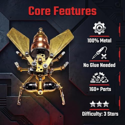 3D Metal Model Kits Puzzle for Adults Steampunk 160+ Parts Assembly DIY Electric Mechanical Insect Fly Christmas & Birthday Gift for Father Men Teens (Fly) - style: Fly
