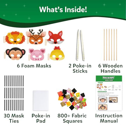 Skillmatics Poke-in Art – Animal Masks, Wood Craft Kit, Gift for Kids - style: 9. Animal Masks