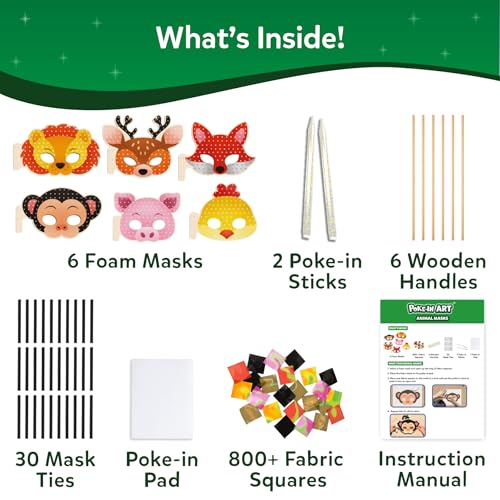 Skillmatics Poke-in Art – Animal Masks, Wood Craft Kit, Gift for Kids - style: 9. Animal Masks