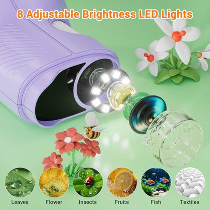 Pocket Kids Microscope, 1000X Handheld Microscope for Kids w/2.4'' Screen, Photo Video Mini Portable Microscopes Science Edu Digiscope, Christmas Birthday Gifts Ideas for Kids Ages 3-12 (Purple) - color: Purple