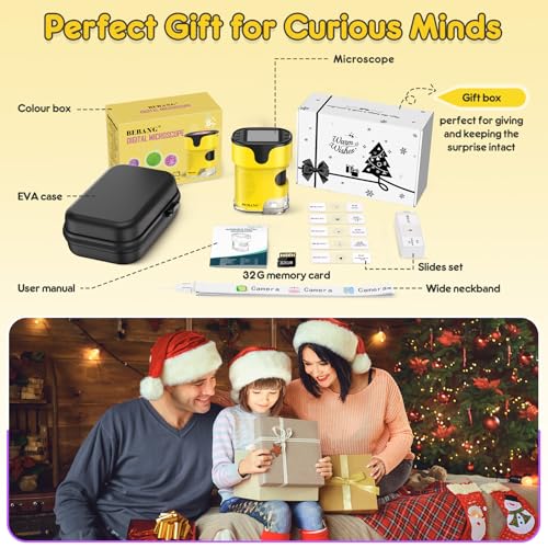 Kids Digital Microscope Science Gift: Complete STEM Toy Kit for Ages 4-12 - color: Yellow