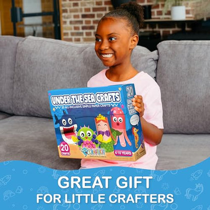 Craftikit® 20 Under the Sea Arts & Crafts Kits for Kids – Mermaid & Sea Animal Paper Crafts for Girls & Boys Ages 4-10 – Preschool Art Supplies & Toddler Craft Set - color: Under the Sea