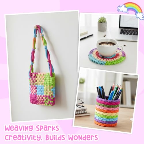1000 PCS Loom Refill Loops, 10 Colors Loops Bands Nylon for 7-10 Inch Weaving Looms, Elastic Refill Loops Potholder Loom Kit Art and Crafts DIY Supplies for Adults Teens (Bright Series) - color: Bright Series