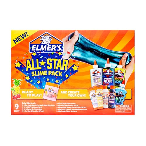 Elmer’s All-Star Slime Kit, Includes Liquid Glue Activator and Premade Slime, 9 Count - Perfect for Birthday Parties, Gift Idea, Kids Activity - style: All Star Slime Kit
