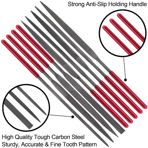 ANCIRS 10 Pack Needle File Set, Mini Needle Jewelry File Set, Hardened Alloy Strength Steel Files