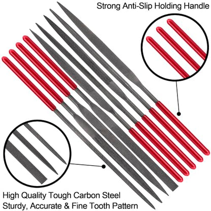 ANCIRS 10 Pack Needle File Set, Mini Needle Jewelry File Set, Hardened Alloy Strength Steel Files