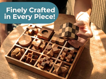 BSIRI 12 in 1 3D Wood Puzzle Box Set - Wooden Brain Teaser Puzzles for Adults Interlocking Toys Games for IQ and Mind Ideal for Patio Decor Desk Office and Unique Gift Hand Game (12 Games) - style: 12 Puzzle Set
