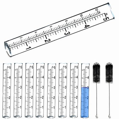 Plastic rain gauge replacement tube, 5'' capacity rain gauges replacement tubes for Yard Garden Outdoor Home, with Tube Brush, Best Rated (8 pcs)