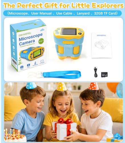 Handheld Digital Microscope for Kids, STEM Science Kits Ages 4-12 - color: blue
