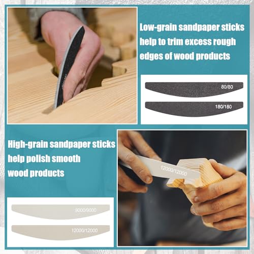 Honoson 20 Pcs Sanding Sticks Model, Low and High Grits, Moon Style - style: Moon Style