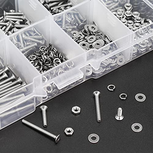HELIFOUNER 420 Pieces M2 x 6mm /8mm /10mm /12mm /16mm /20mm, 304 Stainless Steel M2 Countersunk Socket Cap Screws Nuts Washers Kit - size: ['M2']