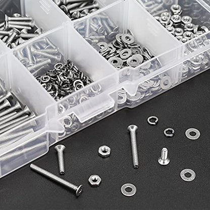 HELIFOUNER 420 Pieces M2 x 6mm /8mm /10mm /12mm /16mm /20mm, 304 Stainless Steel M2 Countersunk Socket Cap Screws Nuts Washers Kit - size: ['M2']