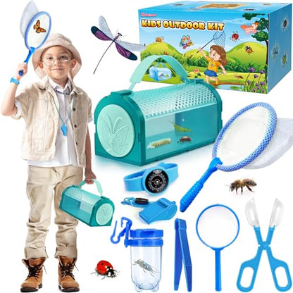Bug Catcher Kit & Outdoor Explorer Kit for Kids, 10 Pcs Bug Catching Kit - color: Blue