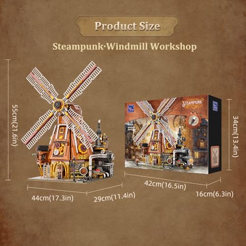 PANTASY Steampunk Windmill Workshop Building Set for Adults - size: Windmill Workshop