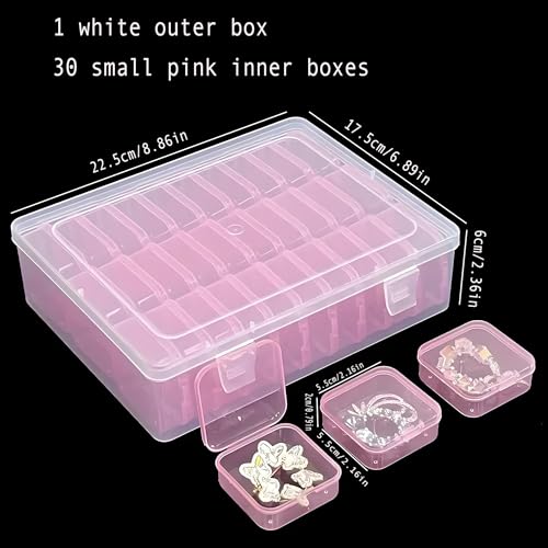 31-Piece Pink Inner Box Organizer for Jewelry Making - color: Pink