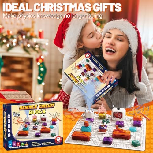 Science Kits for Kids - STEM Kits for Kids, Electronics Exploration Kit, Over 420 Projects, 50 Circuit Parts with Bubble Maker，Fan & Flying Helicopter, STEM Educational Toy Gifts for Boys& Girls - style: D9003-50 Circuit Parts