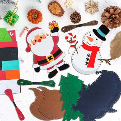 6 Sets Christmas Felt Ornament Sewing Kit, Christmas Ornaments Supplies Santa Elk Snowman Felt Sewing Socking Kit DIY Activity Perfect for Xmas Arts