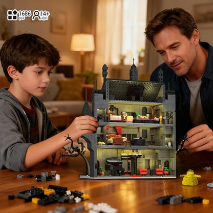 Haunted House Gothic Castle Halloween Building Set with Light for Adults