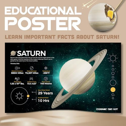 Cosmic Dig Kit by Big Discoveries - Explore the Planets of the Solar System with Gem & Fossil Excavation Kits for Kids | STEM Toy Science Dig Kits with Gemstones for Boys and Girls - style: Saturn
