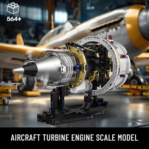 BRICXOR Aircraft Engine Building Kit, Mechanical Aviation Turbojet Engine Model Kit That Runs, Collectible Blocks Kit for Adults, Science Education STEM Set (564 PCS)