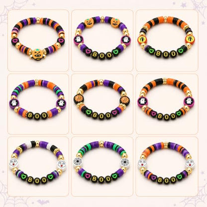 Halloween Bracelet Making Kit with Disc Beads and Gold Tone Spacers - color: style 01