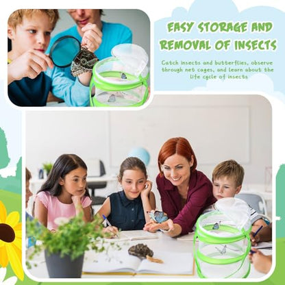 Sherr 2 Pcs Mini Butterfly Habitat Cage Mesh Foldable Insect,Green - color: Green