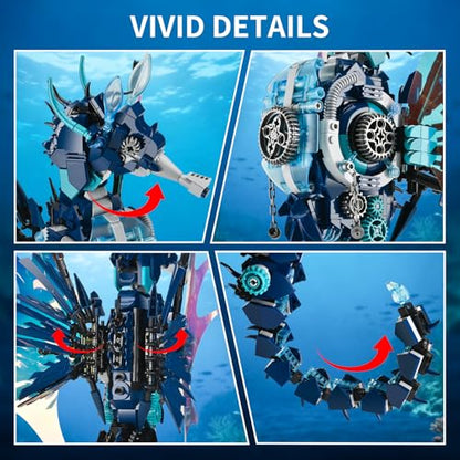 Mechanical Seahorse Building Set for Adult,Ocean Animal Building Block Toy - style: Seahorse