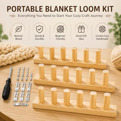 Aeelike 40" Wooden Loom Kit for Blanket Chunky Yarn,No Need Hooks Knitting - size: 40 IN