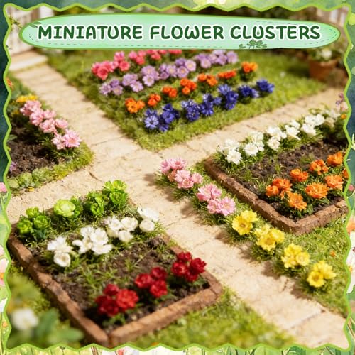 Warmtree 63 Pcs Miniature Colorful Flower Cluster Static Grass Tufts - color: Color a