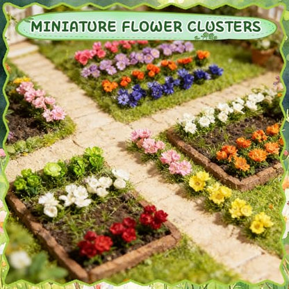 Warmtree 63 Pcs Miniature Colorful Flower Cluster Static Grass Tufts - color: Color a