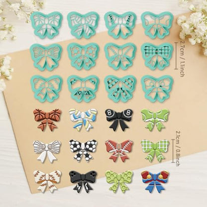 ORIGACH 12 Pcs Bow with Sports Ball Polymer Clay Cutters Set - style: Bow with Sports Ball