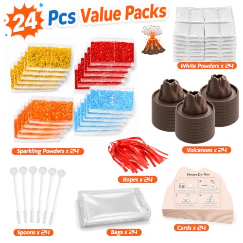 24Pcs Volcano Eruption Science Kit STEM Science Experiments Party Favors Classroom Prizes Goodie Bag Stuffers Gifts Exchange for Boys and Girl