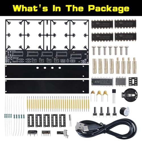 Soldering Practice Kit, 4-Bit Digital Clock Kit with Lighting Adjustment, Soldering Projects Alarm Clock DIY Electronic Kits for Adult Teens Learning Creative Present