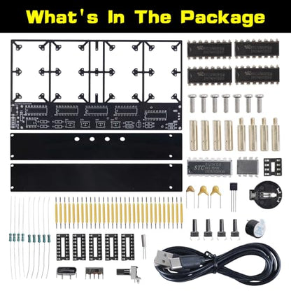 Soldering Practice Kit, 4-Bit Digital Clock Kit with Lighting Adjustment, Soldering Projects Alarm Clock DIY Electronic Kits for Adult Teens Learning Creative Present