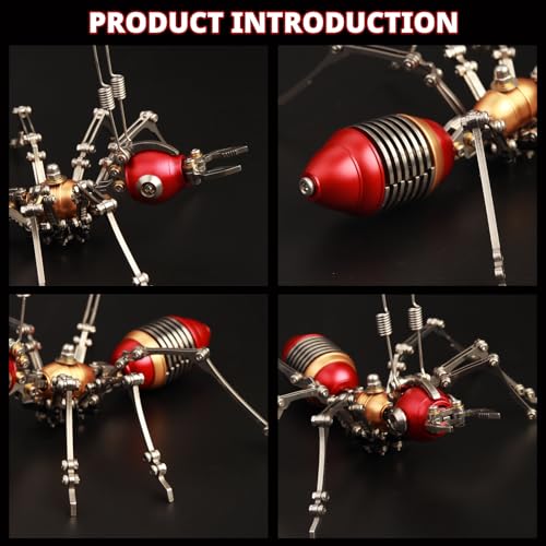 3D Metal Puzzles for Adults,3D Model Building Kit Mechanical Ant DIY 3D Puzzles Assembly Models for Family Time,Birthday Gifts, Red and Gold - color: Red and Gold
