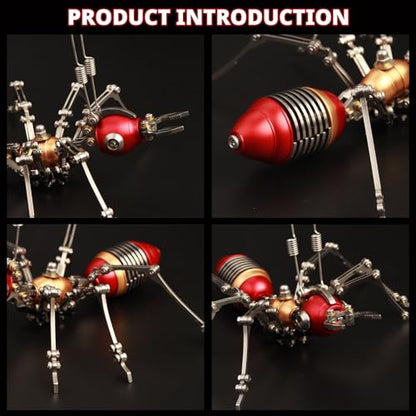 3D Metal Puzzles for Adults,3D Model Building Kit Mechanical Ant DIY 3D Puzzles Assembly Models for Family Time,Birthday Gifts, Red and Gold - color: Red and Gold