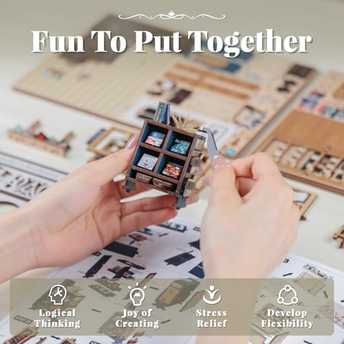 CUTEBEE Book Nook Kit for Adults, DIY Miniature House Kit, Mini House - color: Muse Bookstore