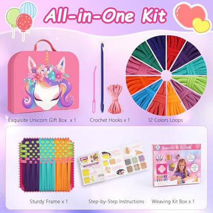 Combaybe Weaving Loom Kit Toys Gift for Kids and Adults–DIY Arts and Crafts Beginner-Friendly Potholder Loom Kit with Loops Tools Funny Birthday Gifts Toys for Girls Ages 5 6 7 8-12 13 Years Old - style: Weaving Loom Kit