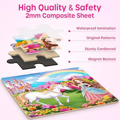SYNARRY Unicorn Princess Fairy Magnetic Puzzle for Girls Ages 3-5 - style: Unicorn