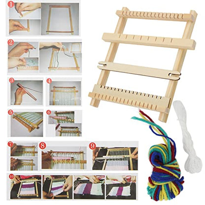 Handloom, Wooden DIY Hand Knitting Weaving Machine Large Frame Weaving Tapestries Scarves Heddle Bar for Kids Beginners