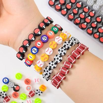 600pcs Sports Polymer Clay Beads Kit Athletic Ball Beads for Jewelry Making - color: 3#Ball