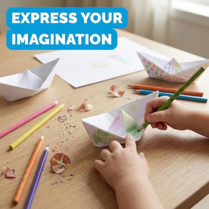 WOYS Floating Origami Boats | Marine Set | Waterproof Premium Reusable Paper | Screen-Free DIY Arts & Crafts Activity & Gift | 5 Sheets | Bath, Pool & Indoor Play - color: MARINE