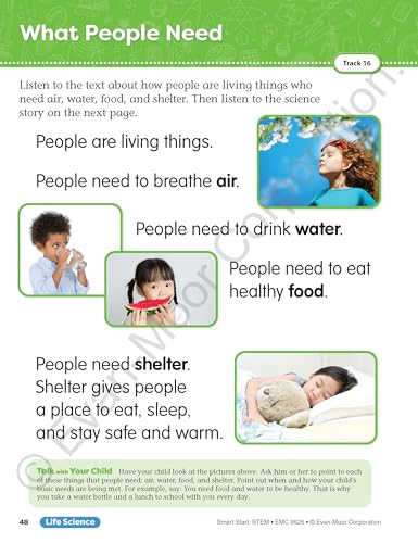 Evan-Moor Smart Start STEM Workbook, Grade PreK, Science, Technology, Engineering, Math, Hands On Activities, Problem Solving, Critical Thinking, Fine Motor Skills, Sequencing, Animals, Homeschool